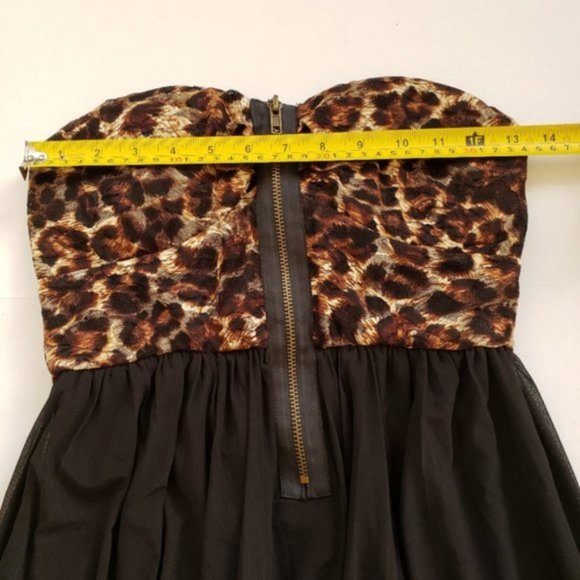 Sans Souci Leopard Animal Print Y2K High Low Strapless Dress size M - Picture 9 of 11